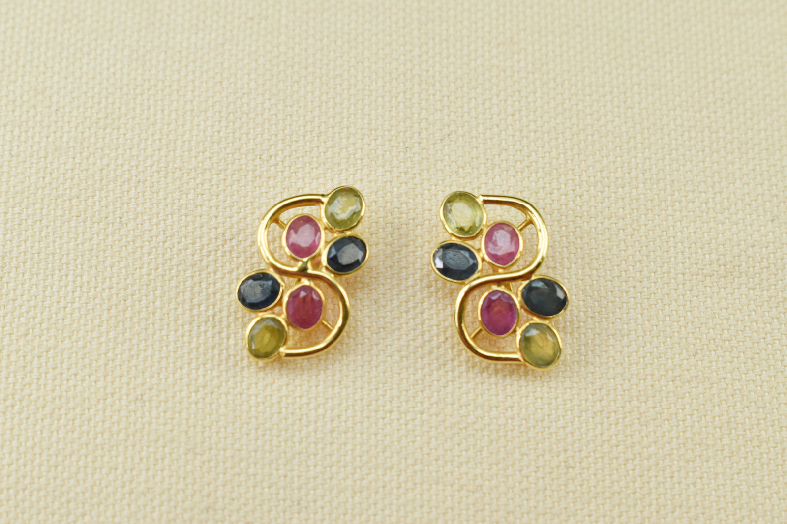 14K Gold Multi-Colored Sapphire Earrings (1 of 3)