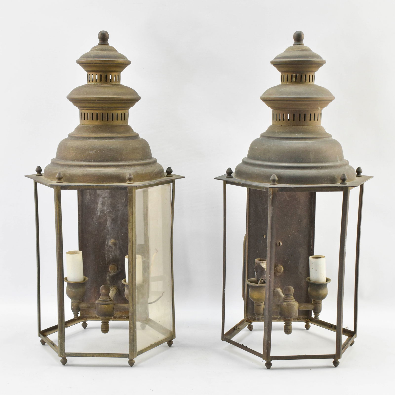 Pair Brass Lantern Wall Sconces (1 of 8)