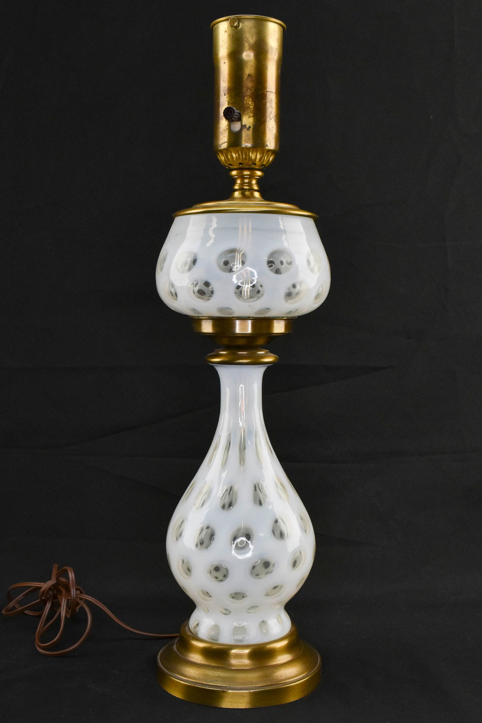Vintage Fenton Opalescent White Coin Dot Lamp (1 of 8)