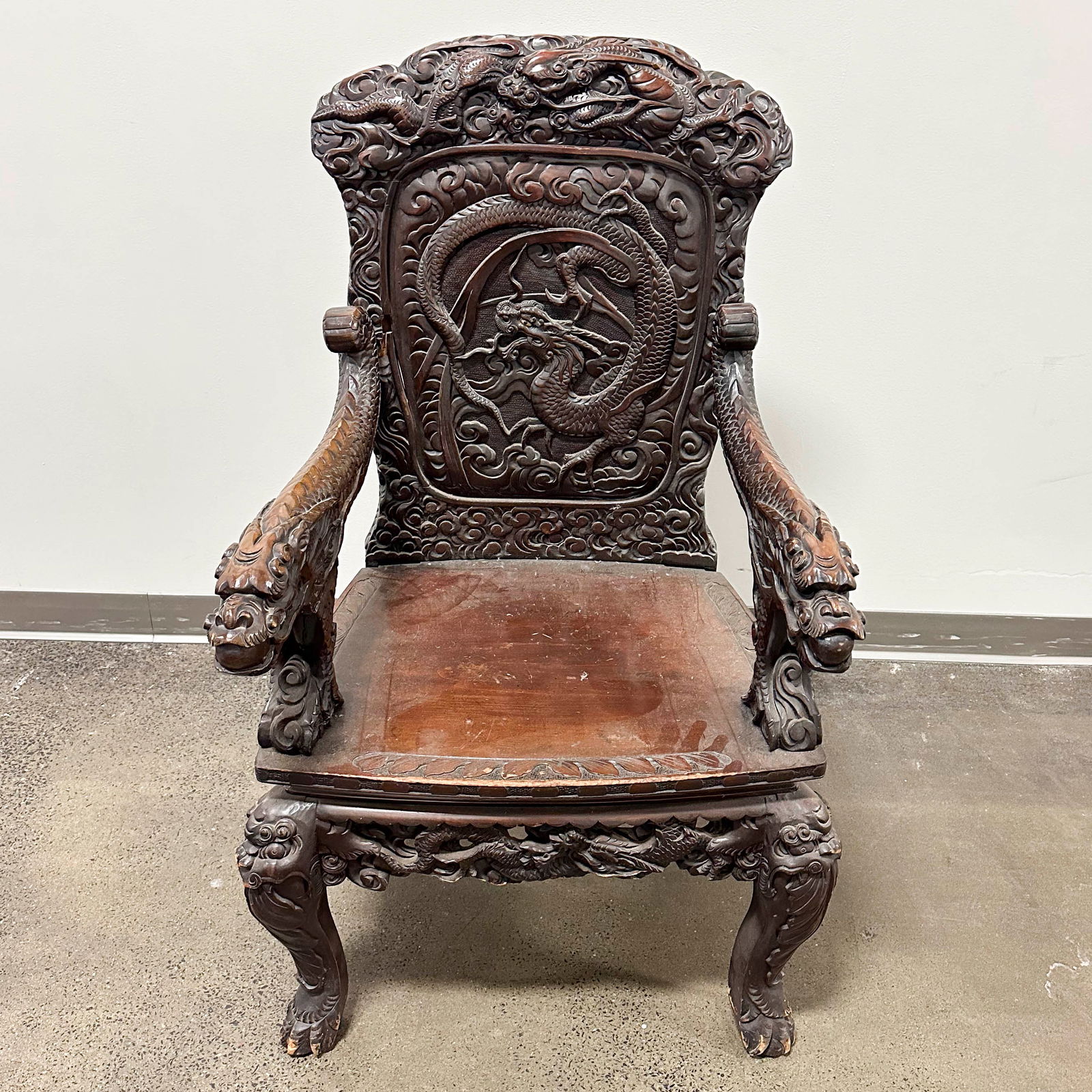 Heavily-Carved Japanese Wood Chair (1 of 10)