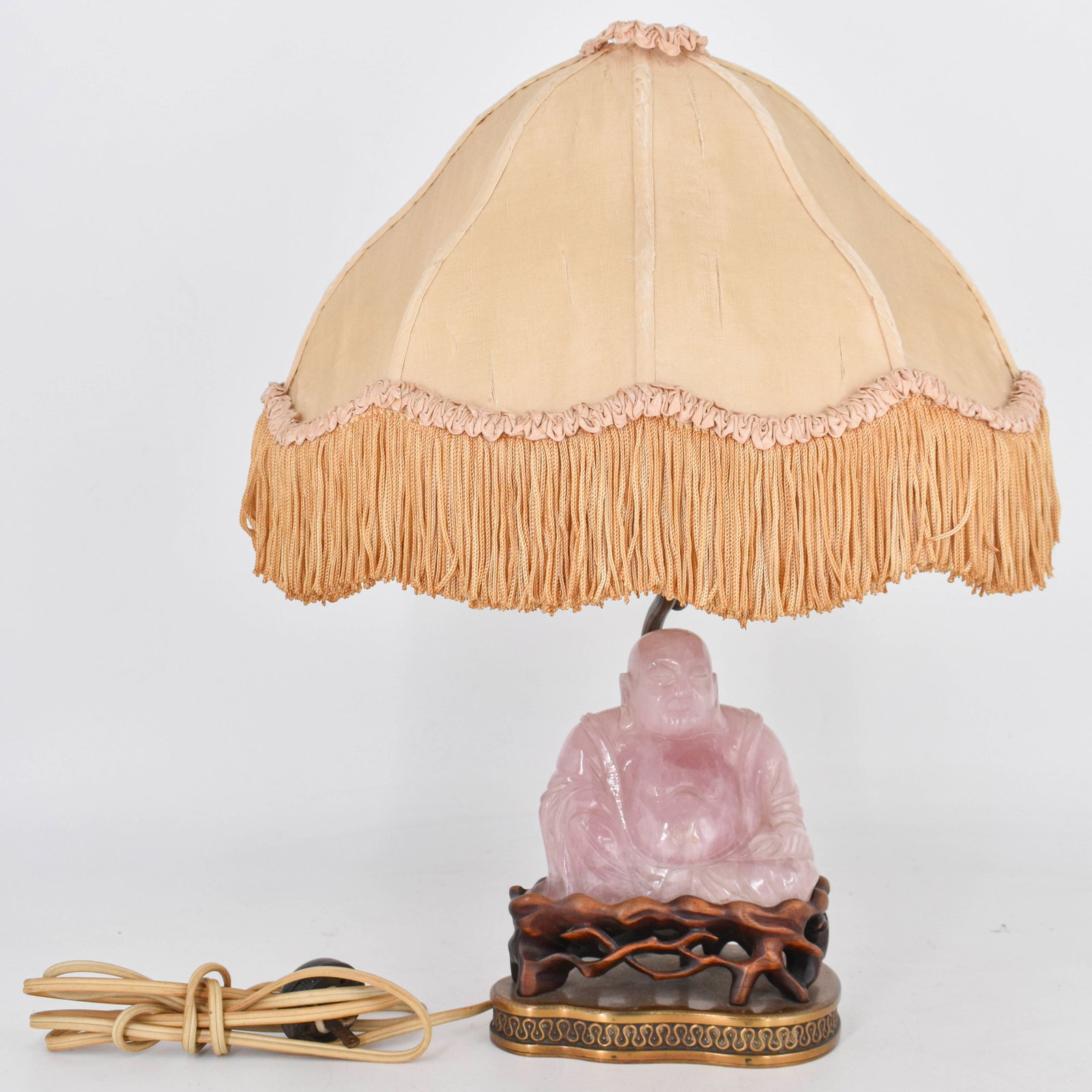 19th C. Chinese Rose Quartz Lamp with Shade (1 of 11)