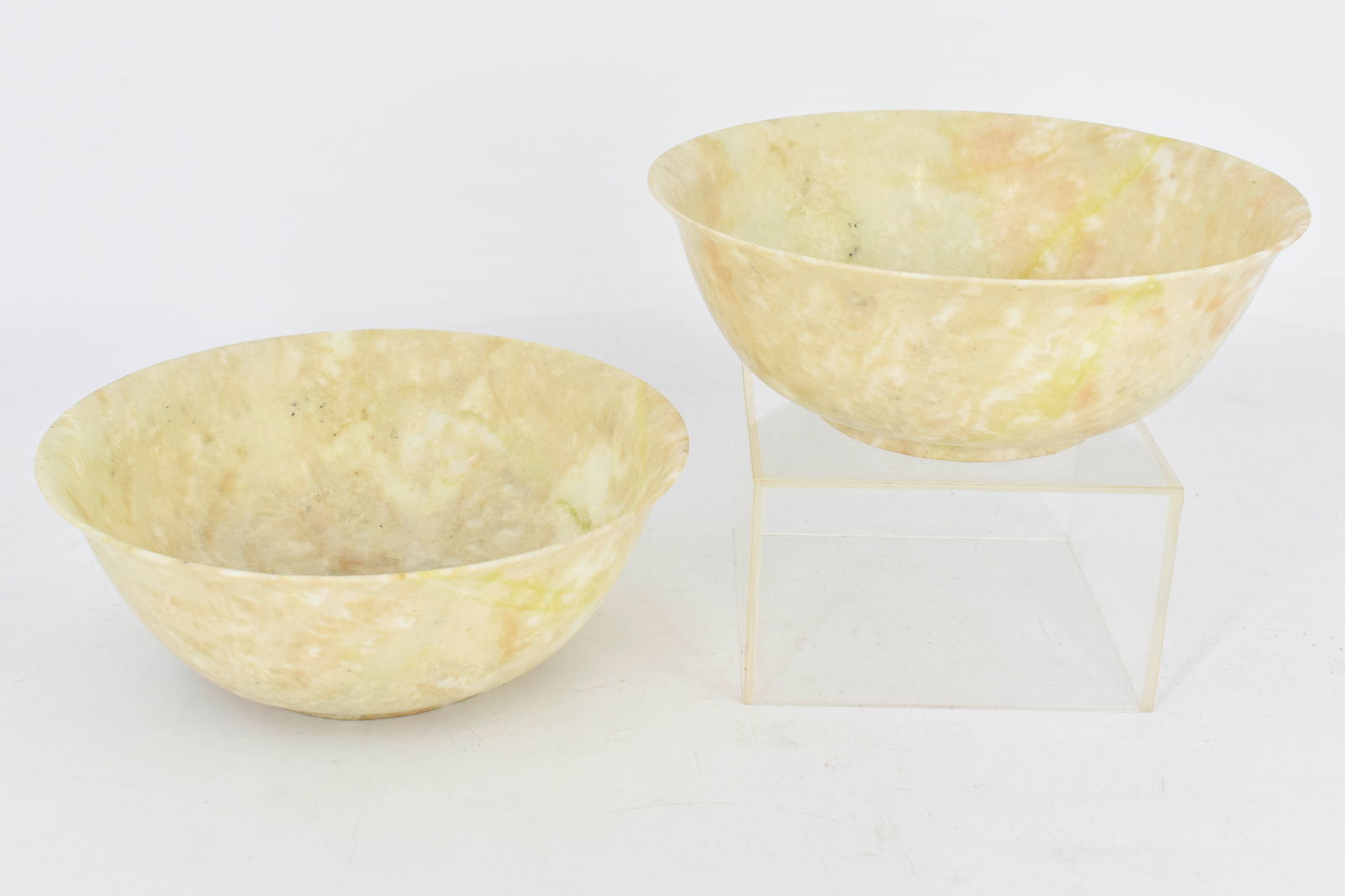Pair of Carved Soapstone or Jade Chinese Stone Bowls (1 of 5)
