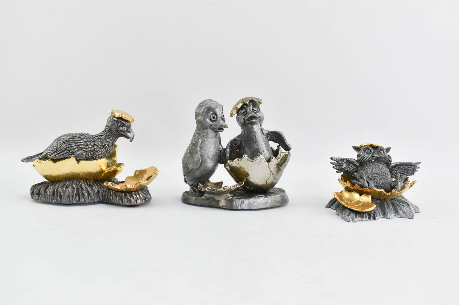 Michael Ricker Pewter Figurines - Birds Hatching from Eggs (1 of 7)
