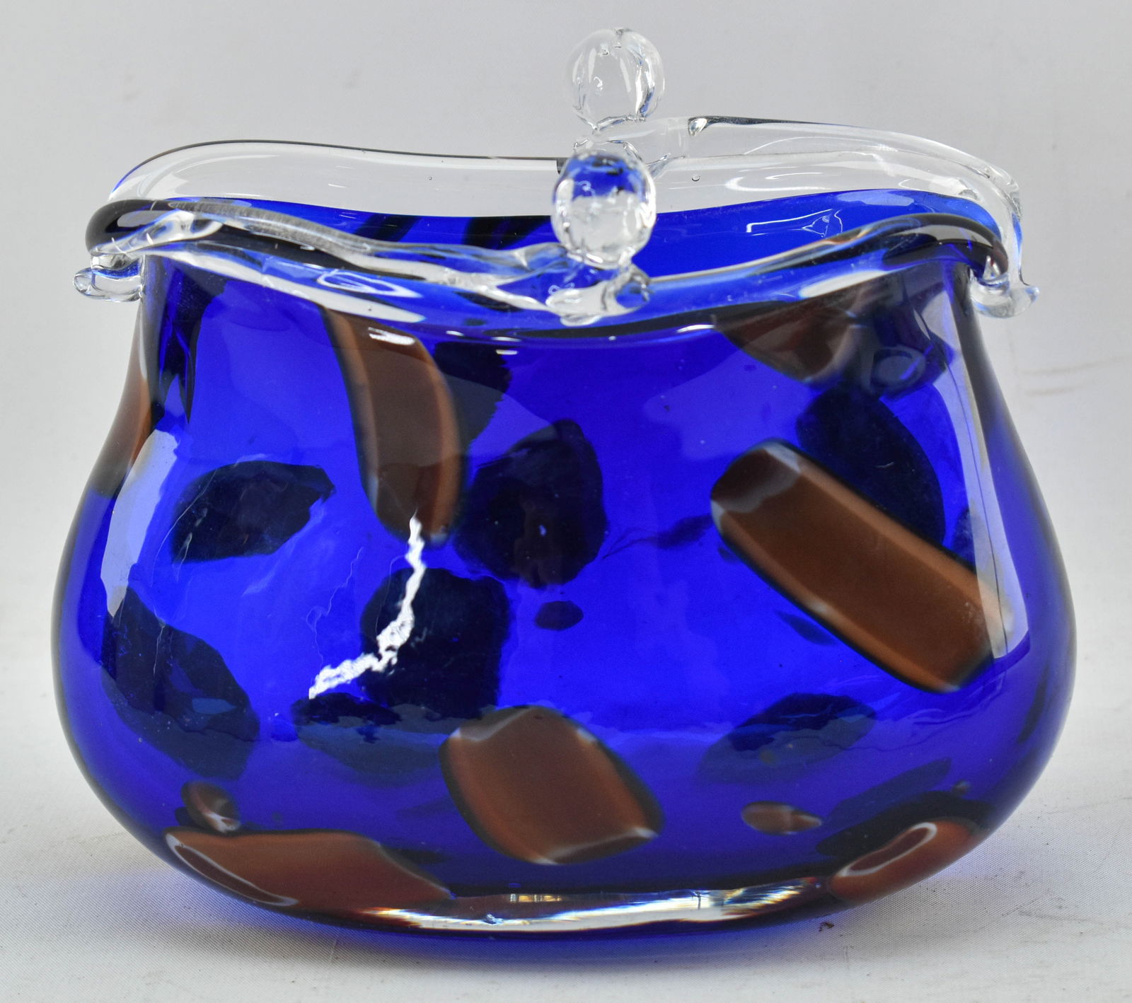 Block Crystal Blue Coin Purse, Hand-Cut and Mouth-Blown (1 of 5)