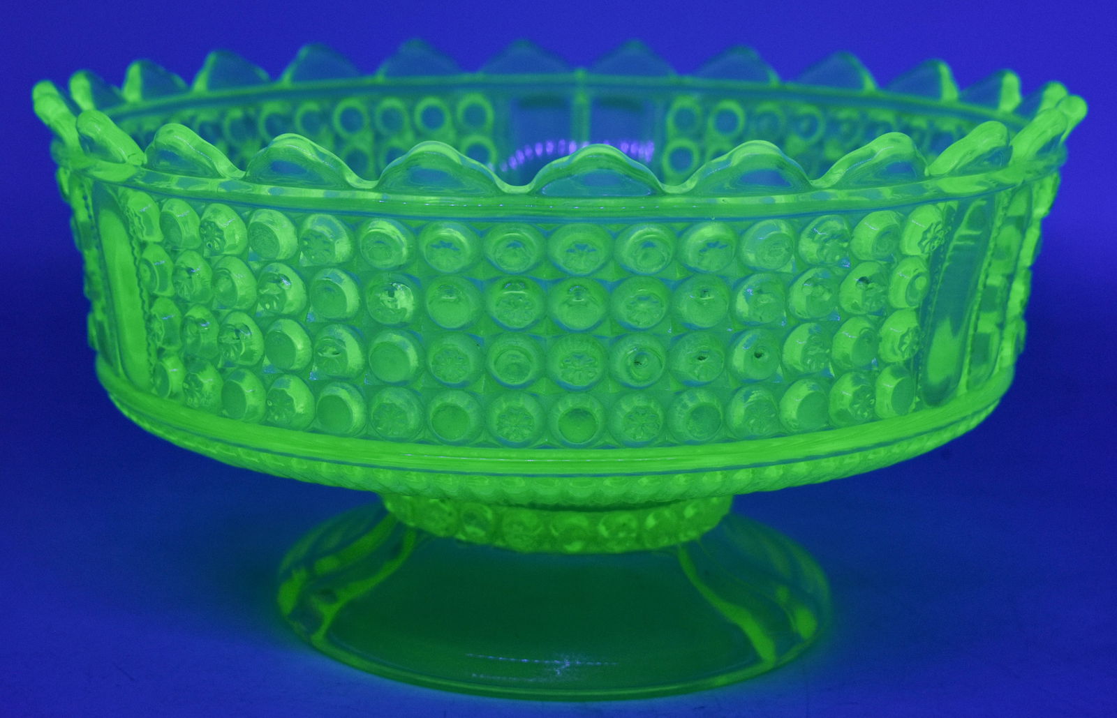 Opalescent Vaseline Glass Hobnail Dish (1 of 3)