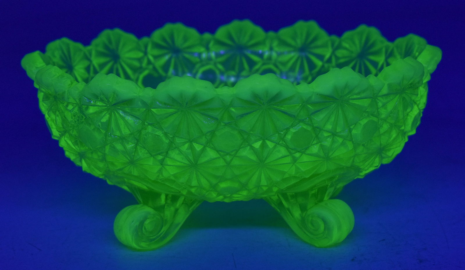 Small Footed Vaseline Glass Oval Dish (1 of 5)