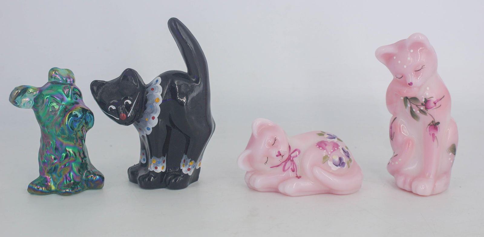4 Fenton Glass Animal Figurines, 3 Hand Painted (1 of 4)
