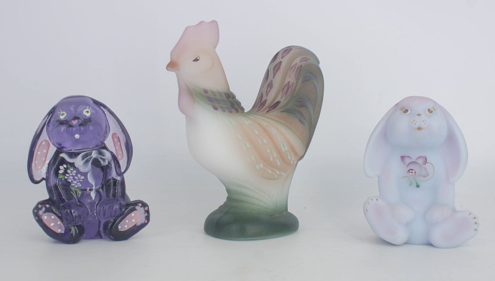 3 Hand Painted Glass Animal Figurines, 2 Fenton Glass (1 of 4)