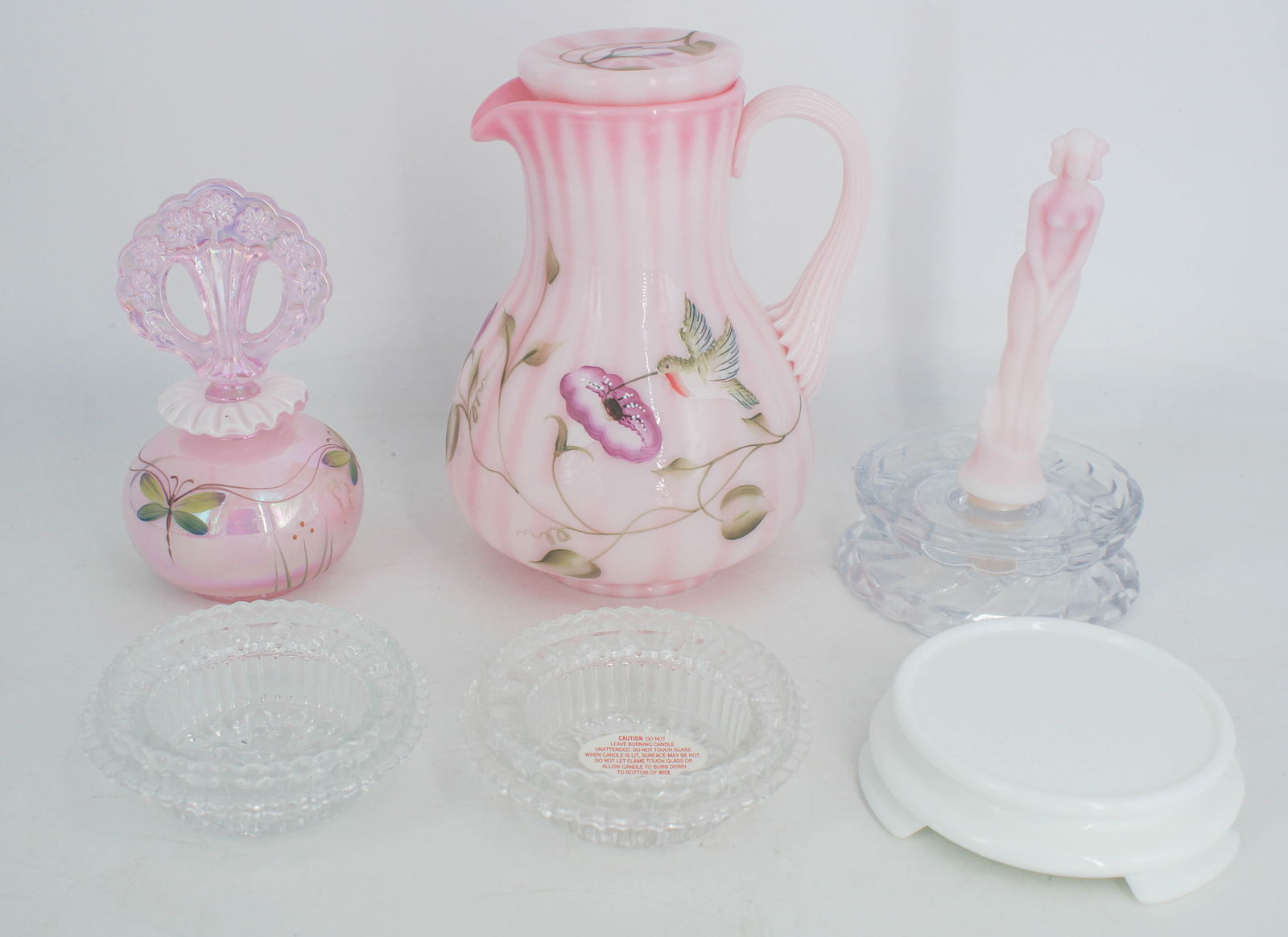 6 Pink, White, and Clear Glass Vessels, Fenton, Etc. (1 of 11)