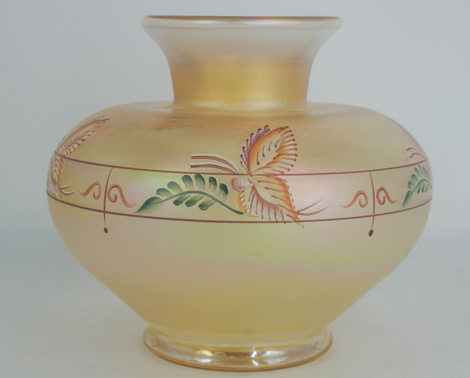 Fenton Hand Painted Iridescent Butterfly Vase, Millennium Collection (1 of 6)