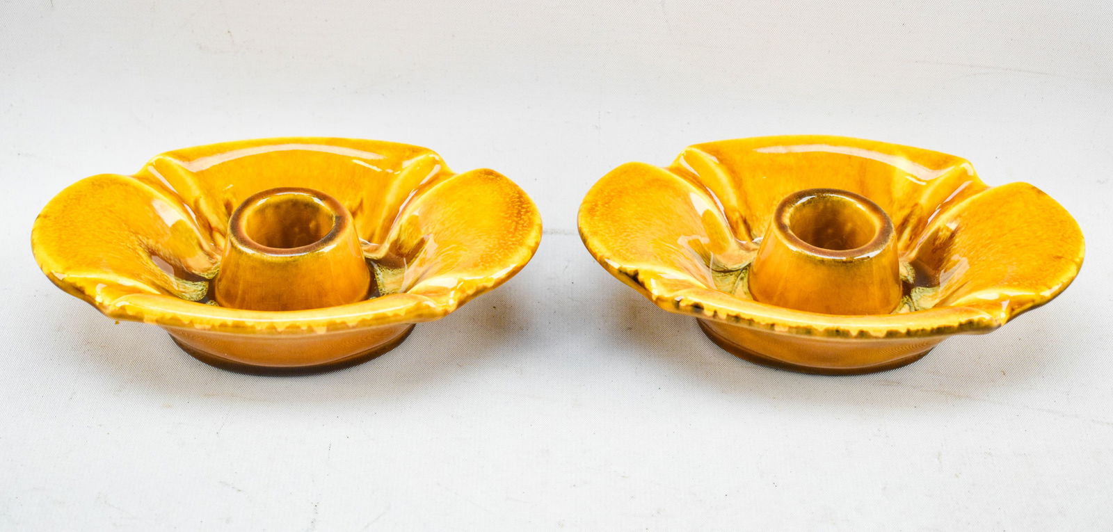 Vintage Haeger Pottery Yellow Ceramic Floral Candleholders (1 of 6)