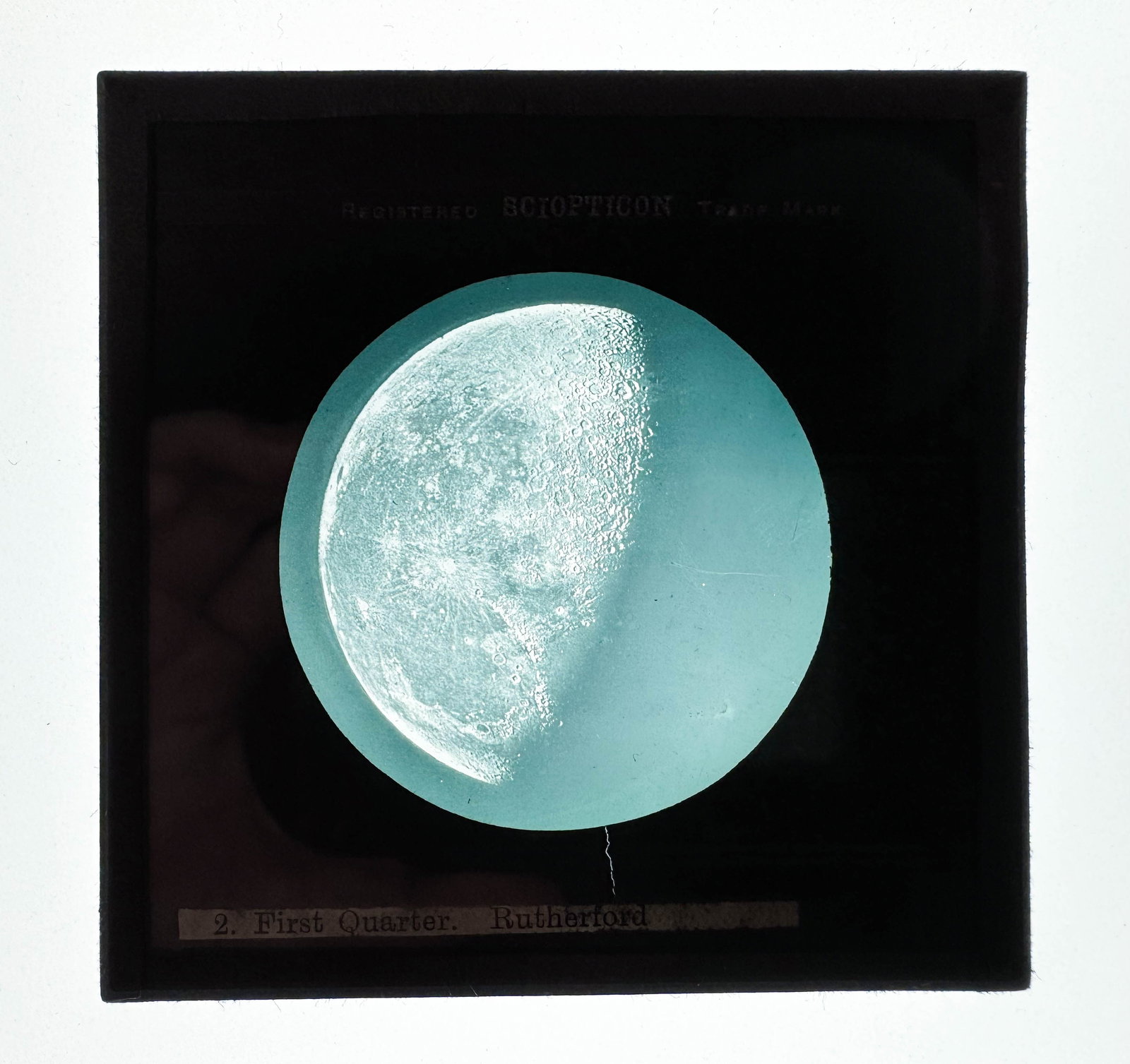 Lewis Morris Rutherfurd, First Quarter Moon 19th C. Glass Lantern Slide (1 of 3)