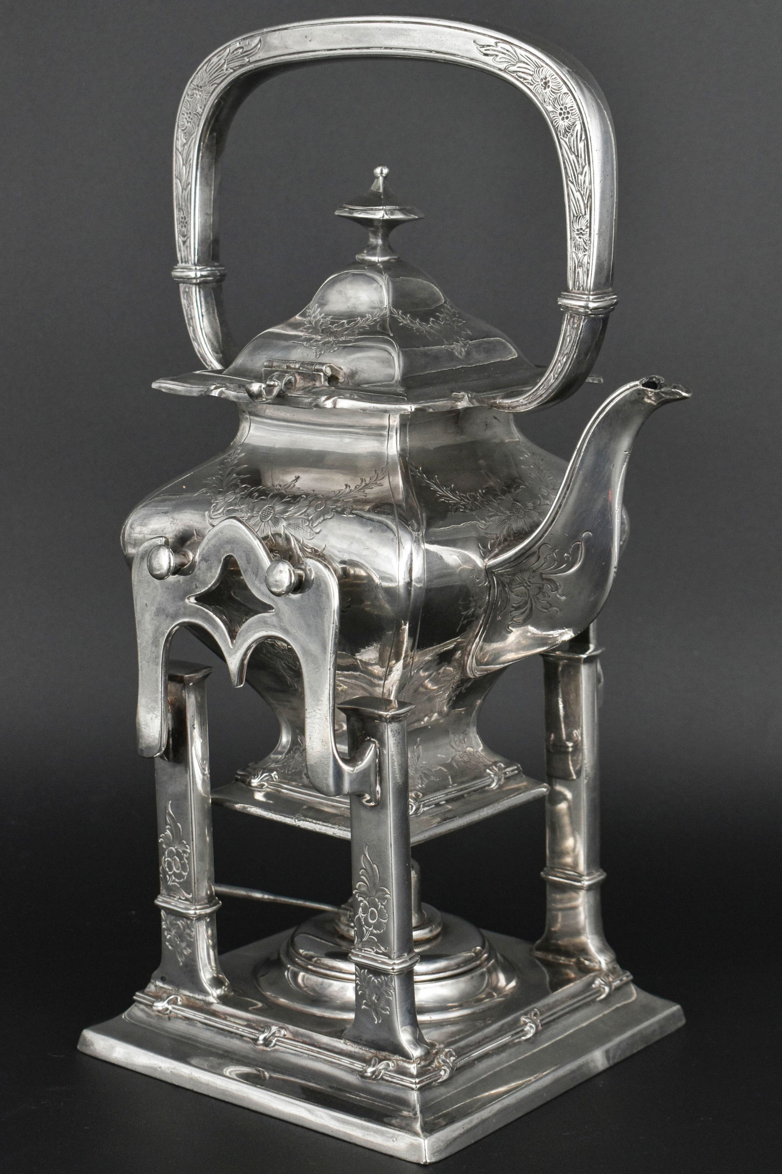 19th C. Silver Plate Victorian Teapot and Stand (1 of 9)