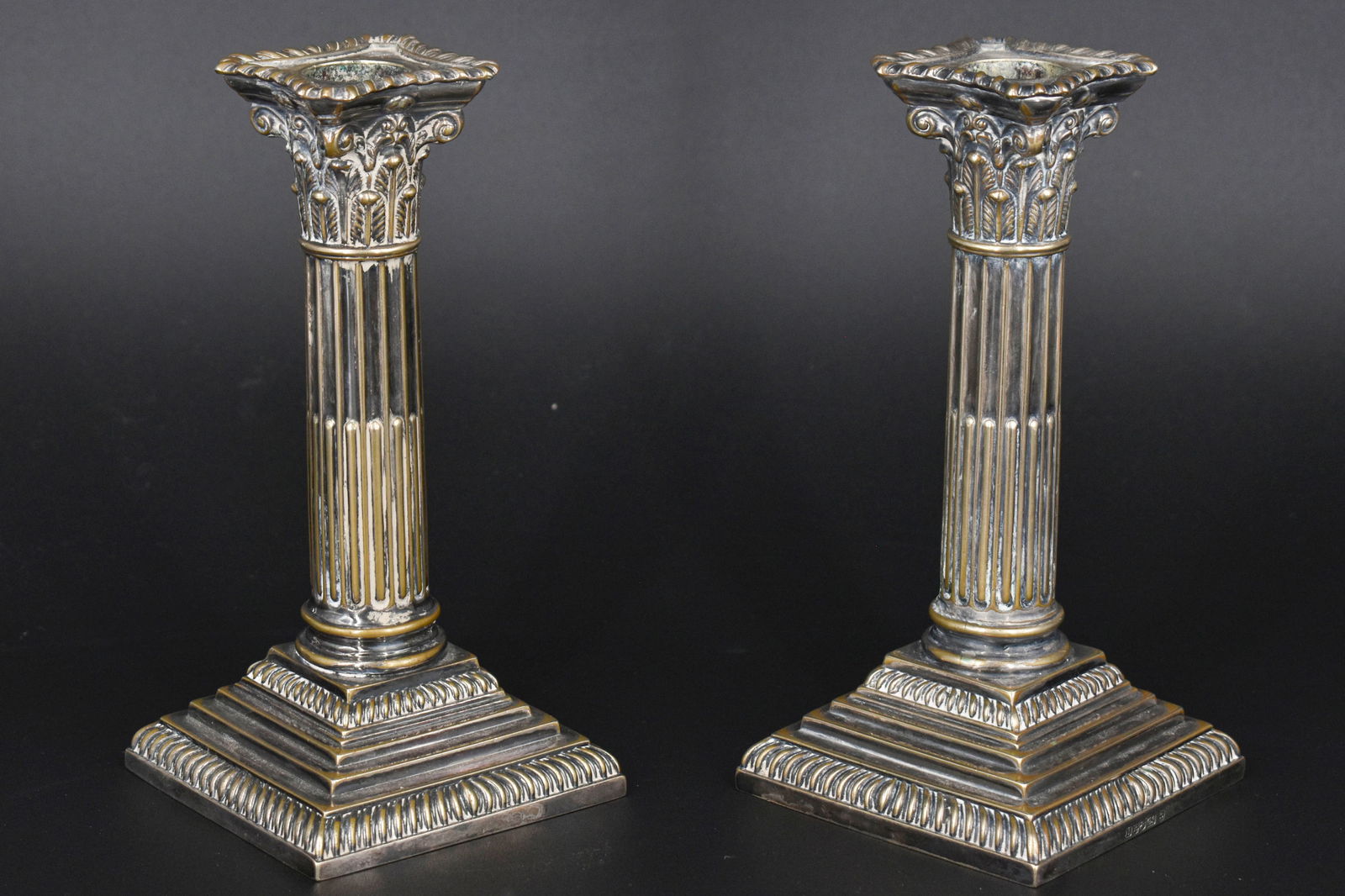 Pair of Early Silverplate Candlesticks (1 of 7)