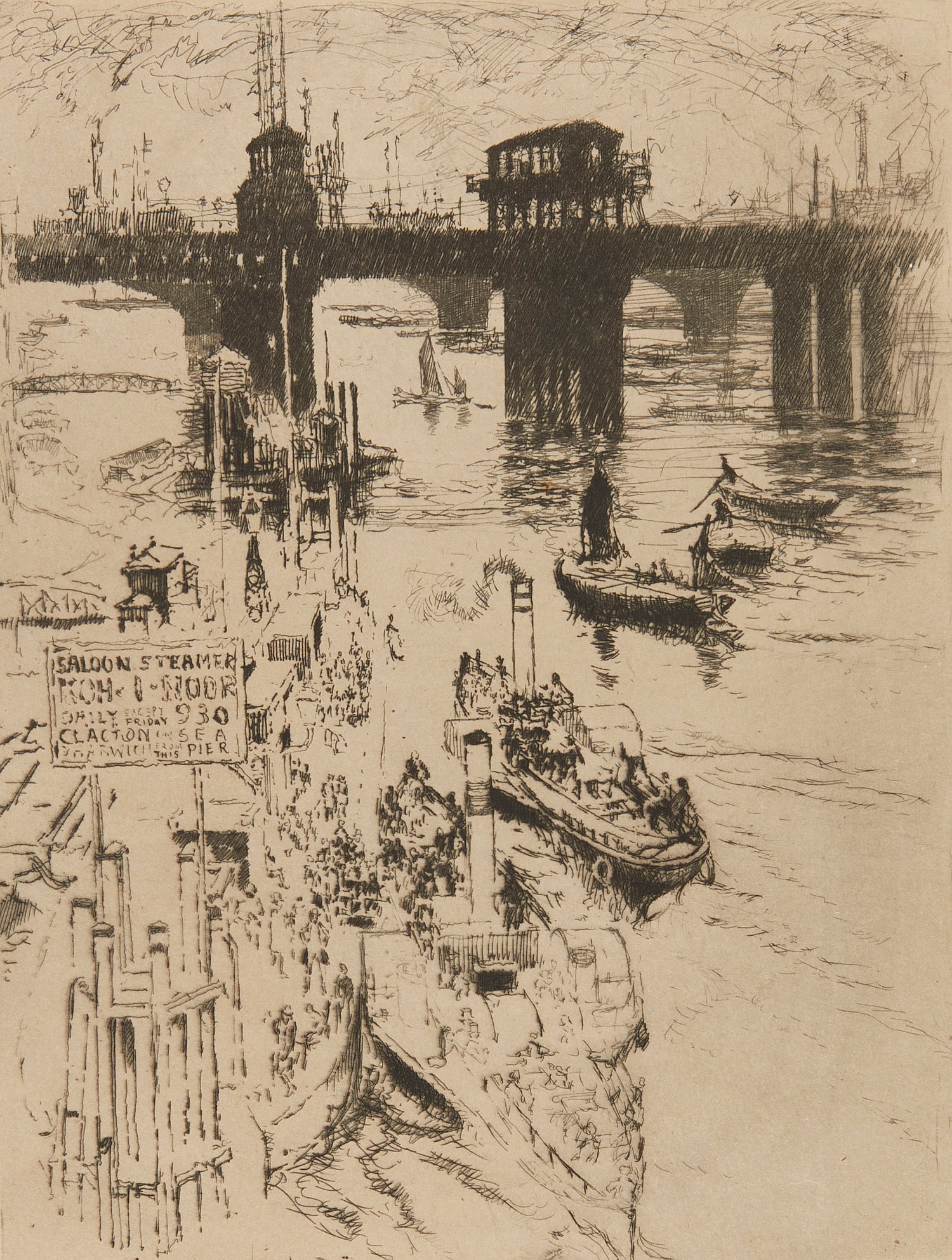 Joseph Pennell "On the River" Etching 1894 (1 of 8)