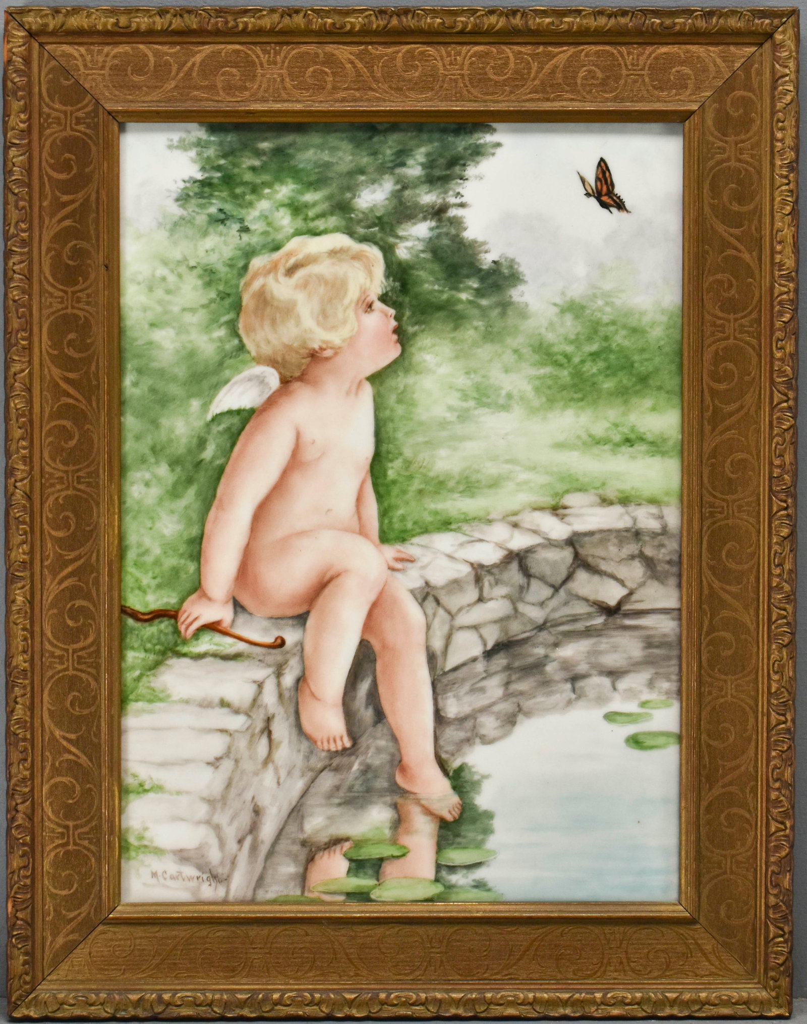 Framed Limoges Plaque of a Cherub (1 of 5)