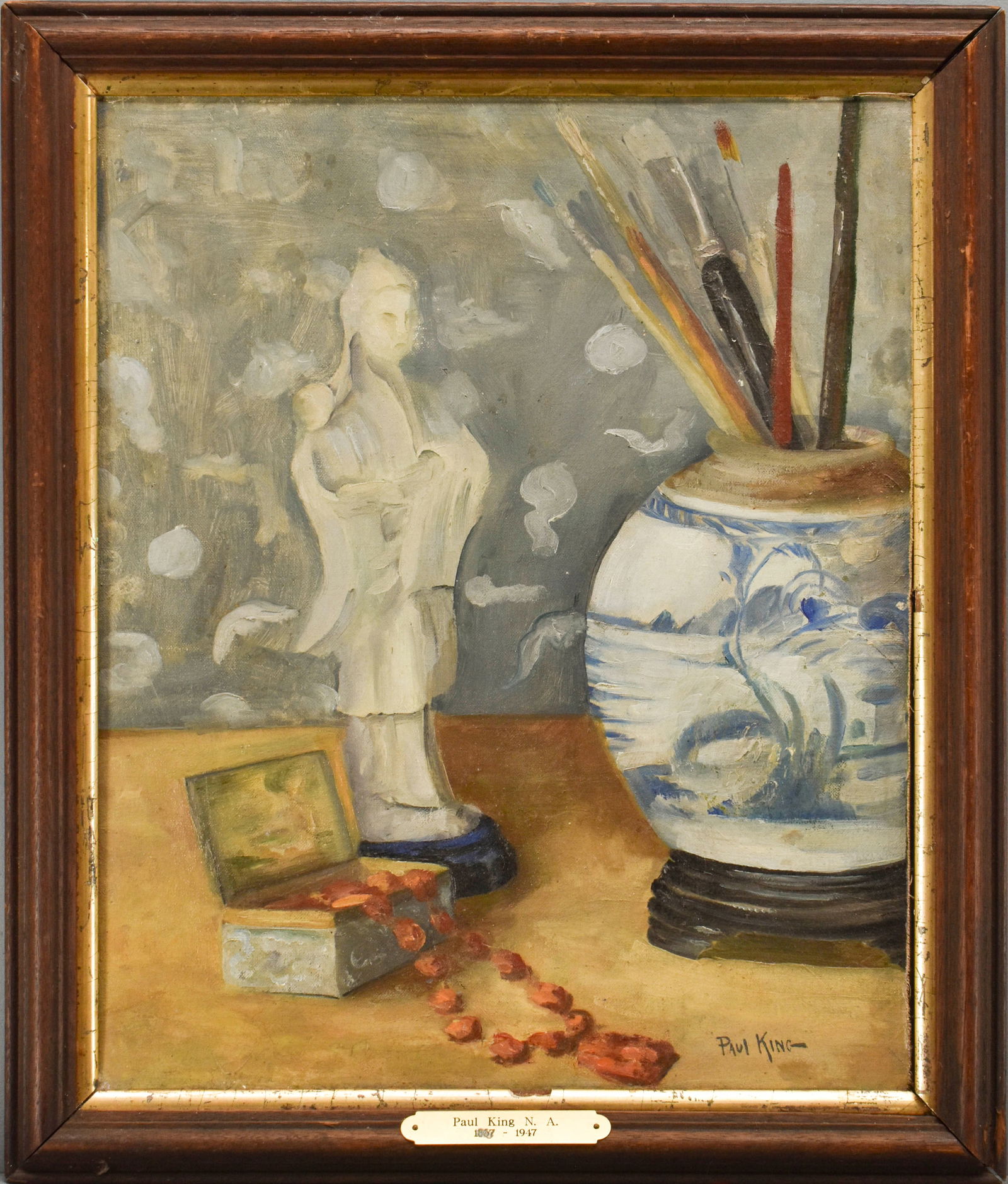 Still Life Painting Signed Paul King (1867-1947): Framed painting on board of a still life, signed in the lower right.20"H x 16 3/4"W