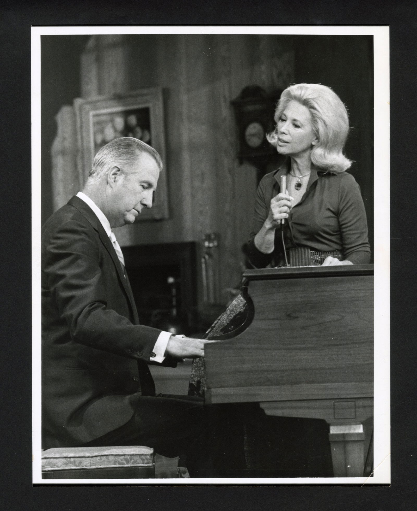 Spiro Agnew Piano Photo Star Tribune Archives: One gelatin silver print or original vintage photographic reproduction from the archives of the Star Tribune depicting Vice President Spiro Agnew giving a broadcasted piano performance during his time