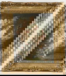 Octave Tassaert Oil Painting of Woman and Cherubs Signed