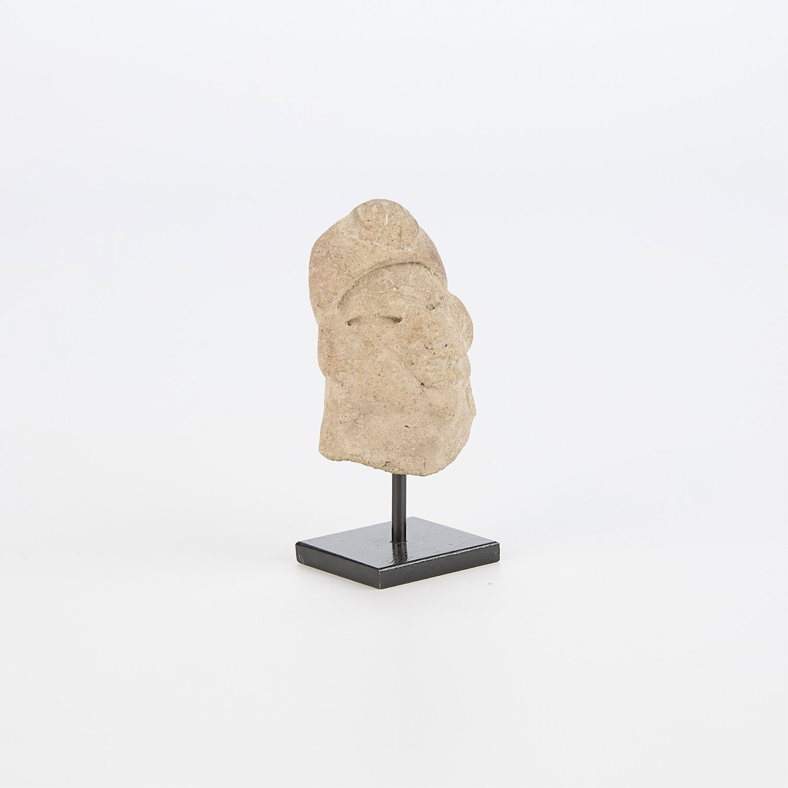 Small Carved Stone Bust w/ Stand: Small stone carving depicting the bust of a head. Mounted on a stand. 3.25"H.
