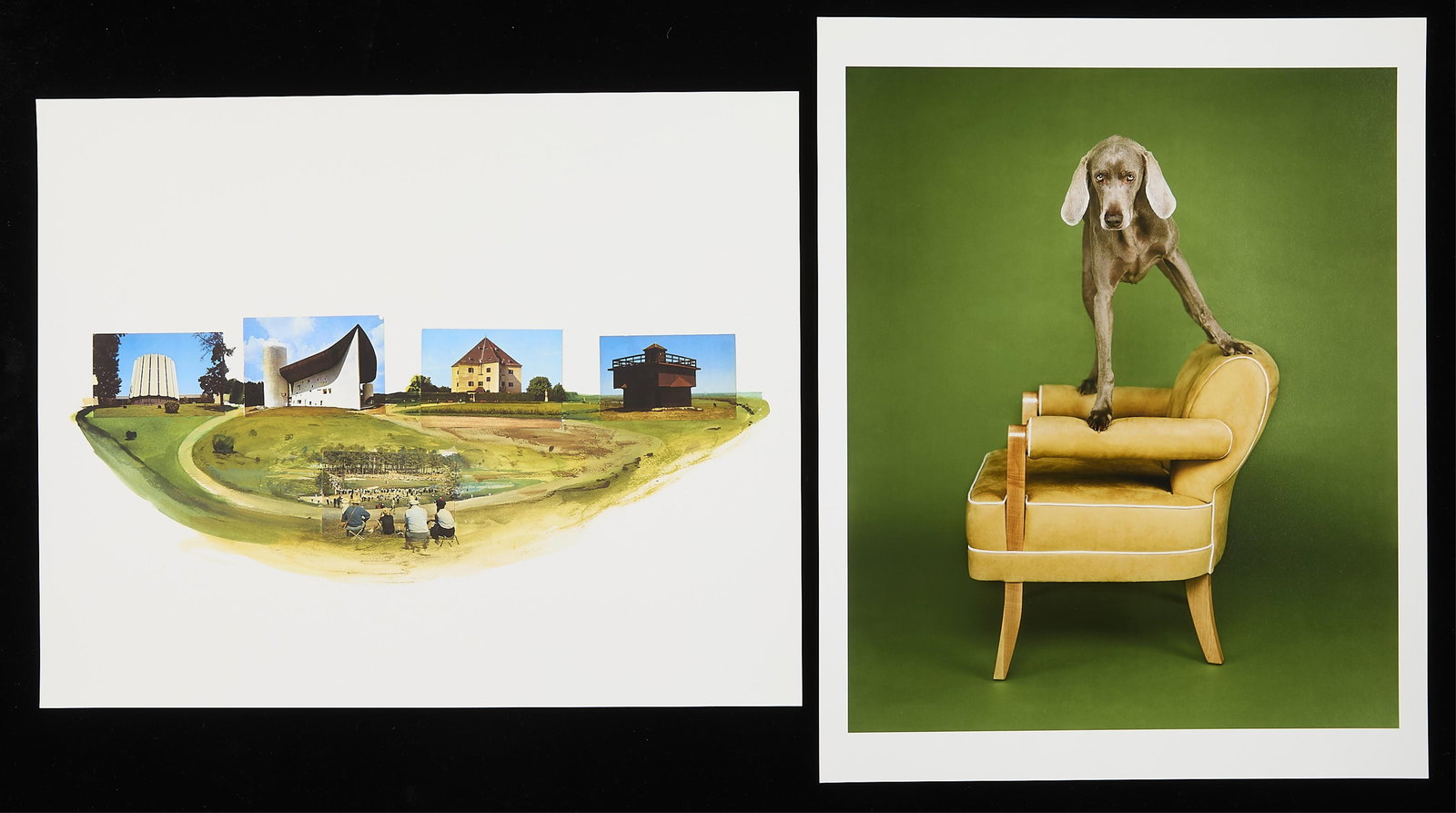 2 William Wegman Prints - "The Architects" & "About 4:30": 2 William Wegman Prints - "The Architects" & "About 4:30", with an accompanying certificate with signature and print number for 20x200. Unframed."The Architects": 16"