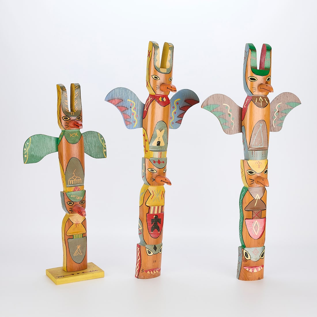 Group of 3 Native American Totem Poles (1 of 7)