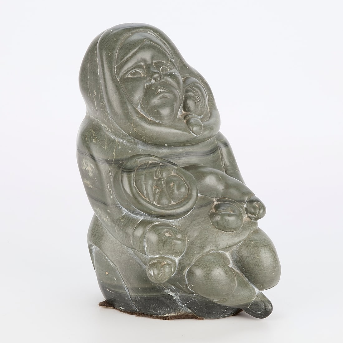 Inuit Soapstone Carving of Mother and Children (1 of 4)