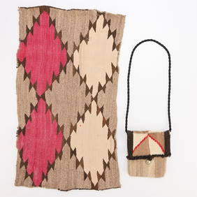 Vintage Southwest Native American Chimayo Woven Wool Purse & Rug (1 of 4)