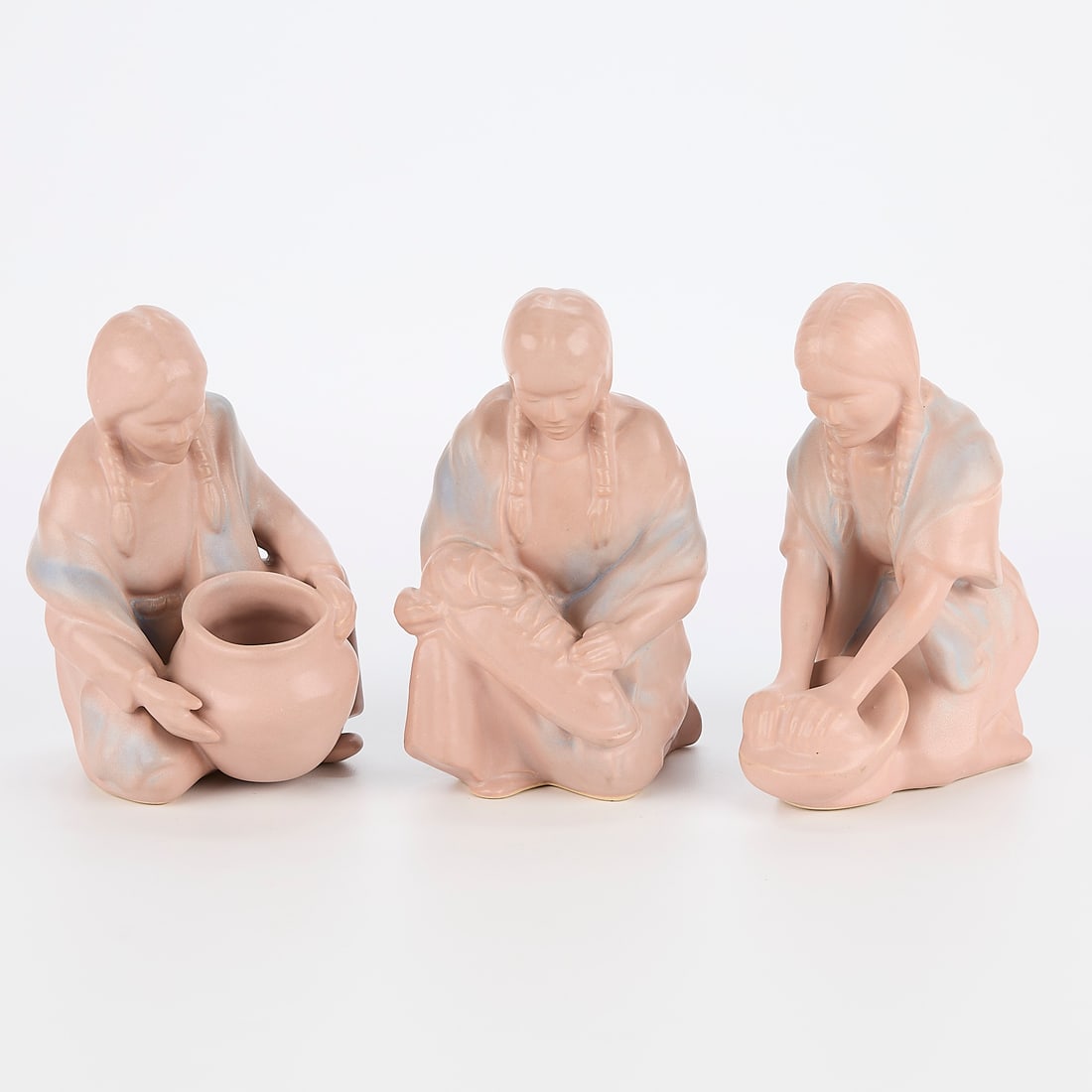 Set of 3 Van Briggle Pottery Native American Woman Figures (1 of 7)