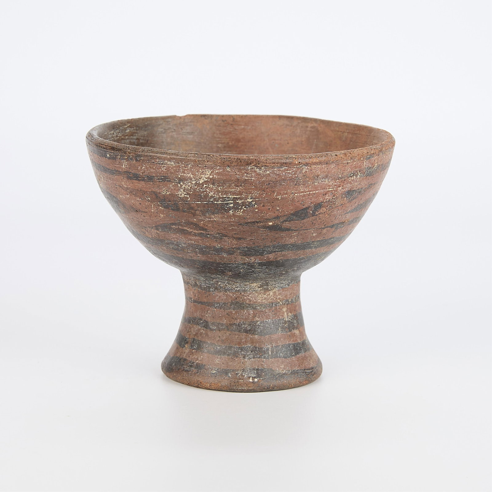 Antique Narino Terracotta Stem Bowl or Chalice: Antique offering vessel, stem bowl, or chalice, likely from Narino region of Colombia.5"H x 6"D