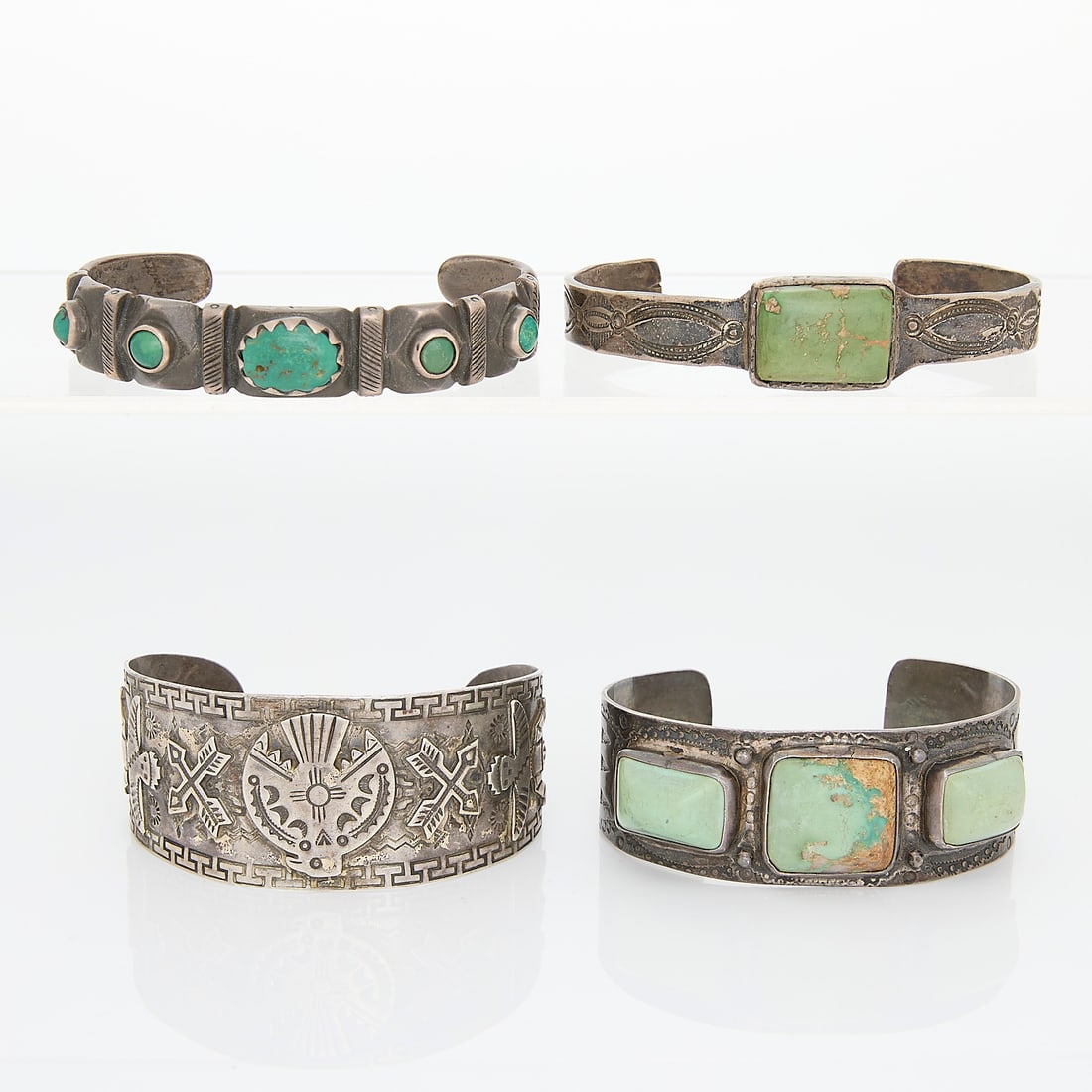 4 Silver Southwest Cuff Bracelets (1 of 3)