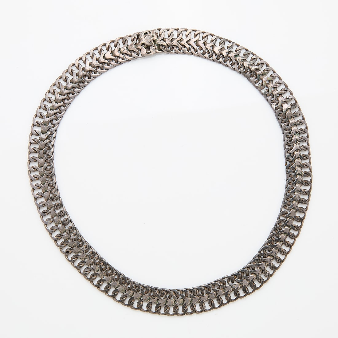 Mexican Silver Fancy Link Choker Necklace (1 of 3)