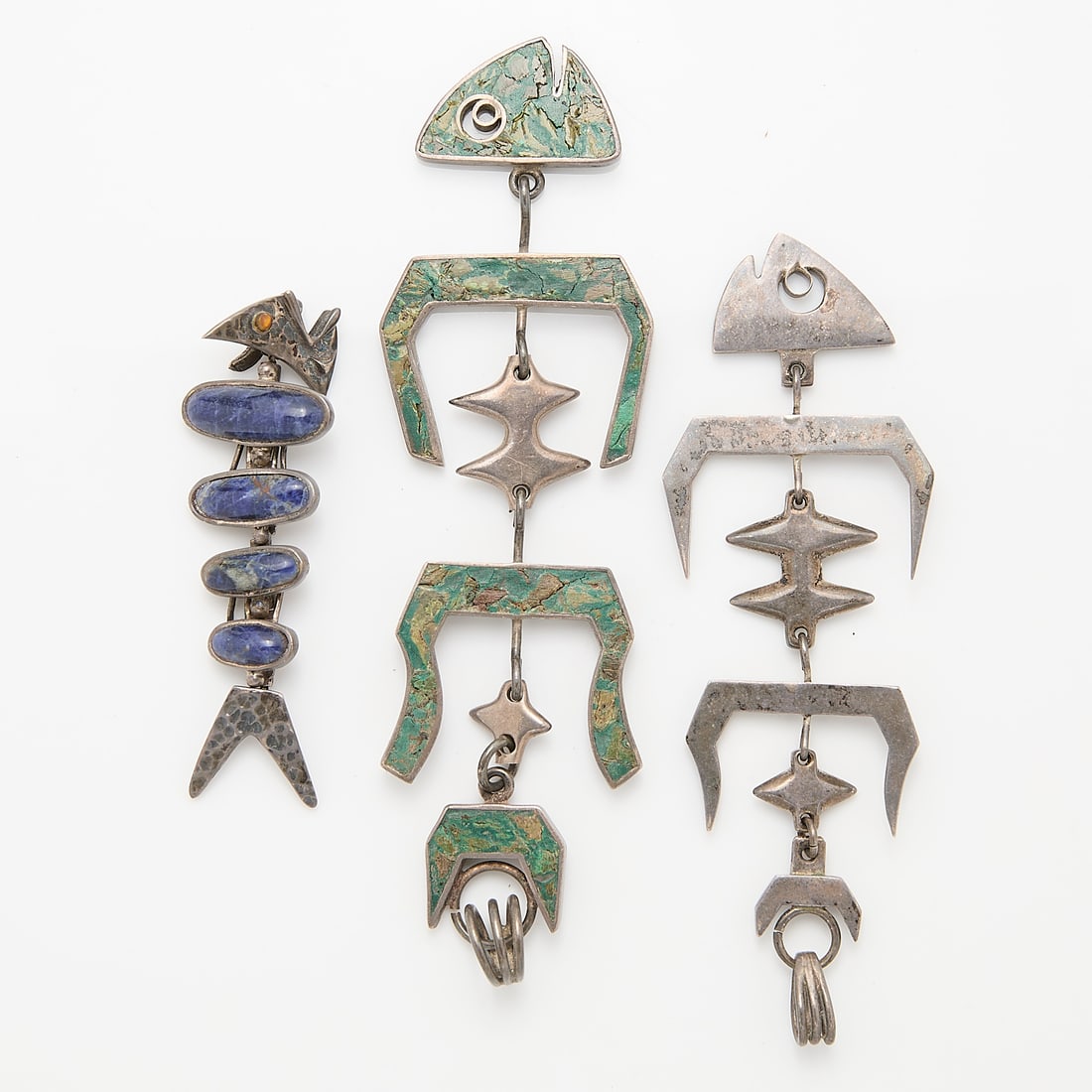 3 Mexican Silver Fish Pendants (1 of 2)