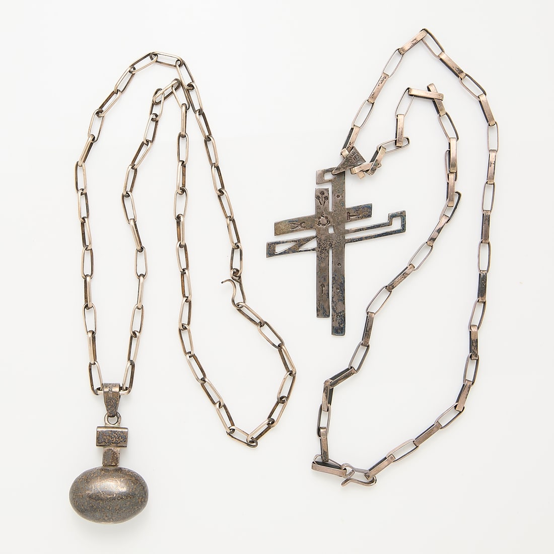 2 Mexican Sterling Pendants, Unmarked chains (1 of 2)