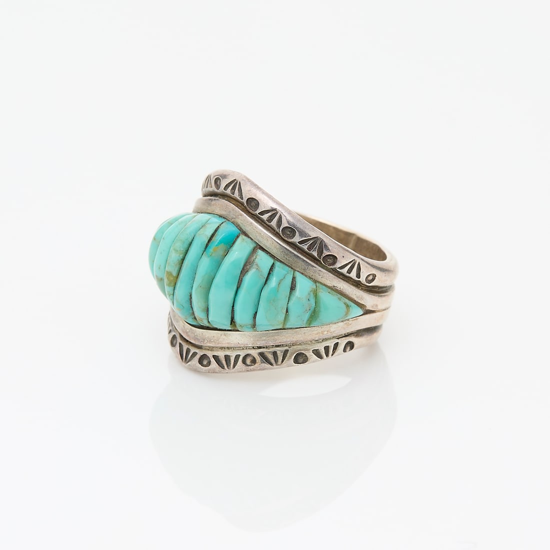 Southwest Sterling Silver Ring with Turquoise, Sz 6 (1 of 4)