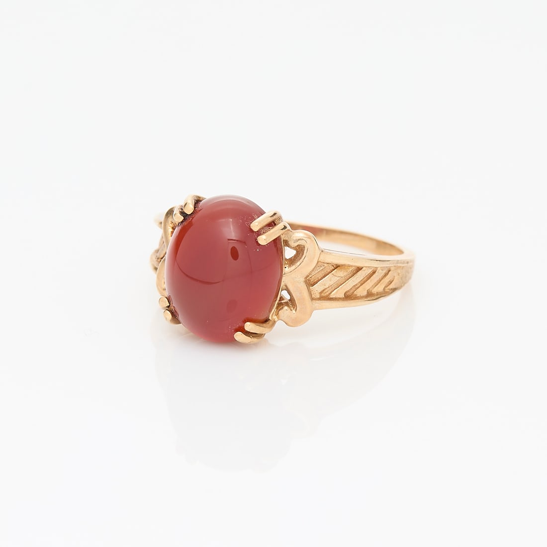 10K Gold Ring with Red Stone, Sz 8 (1 of 3)