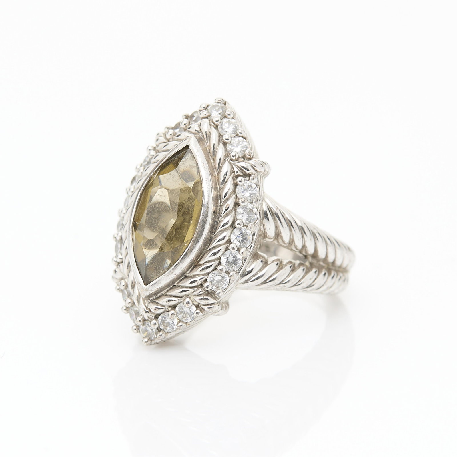 Judith Ripka Sterling & Citrine Ring, Sz 7 (1 of 3)