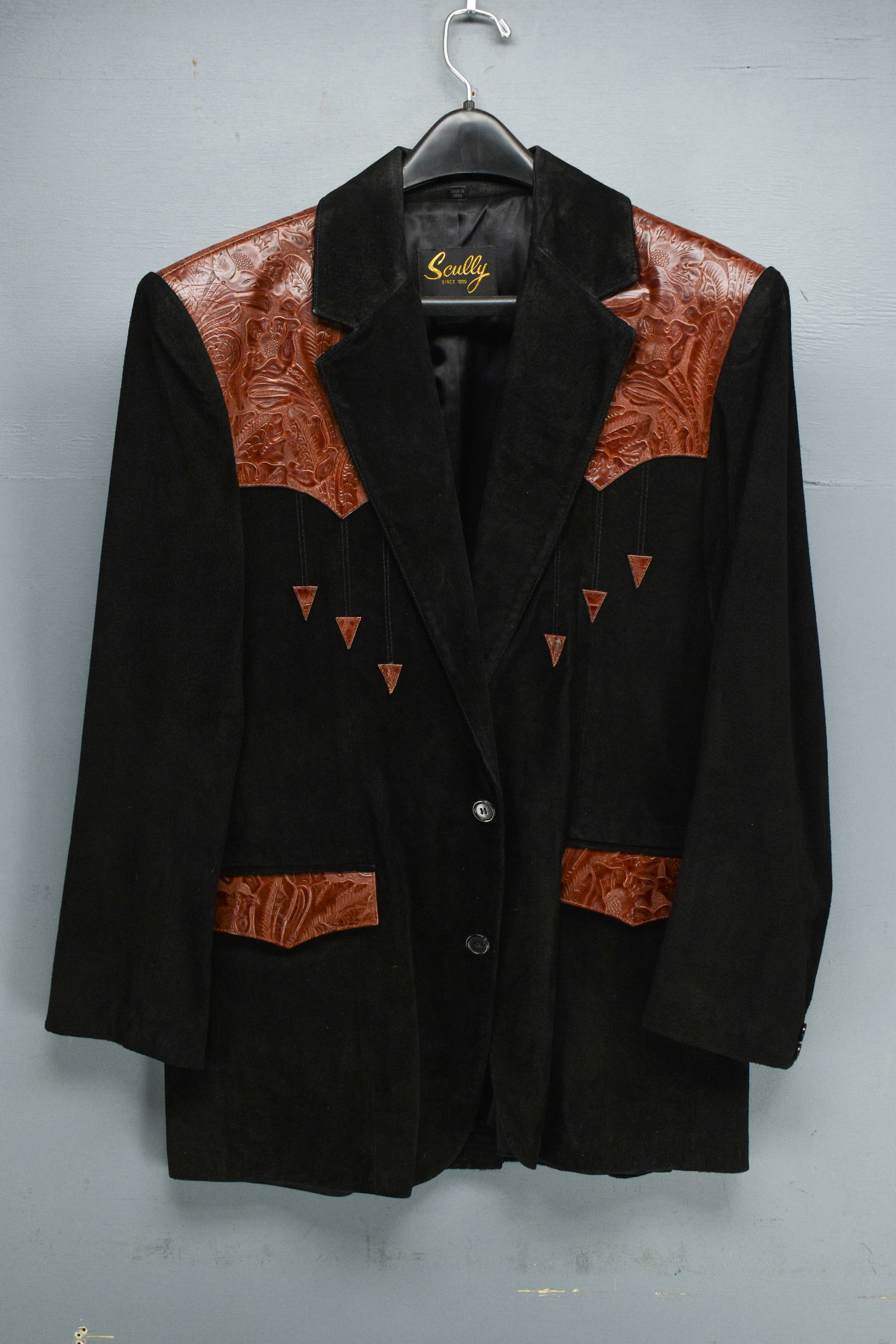 Men's Scully Western Black Suede & Leather Jacket, Size 42 (1 of 8)