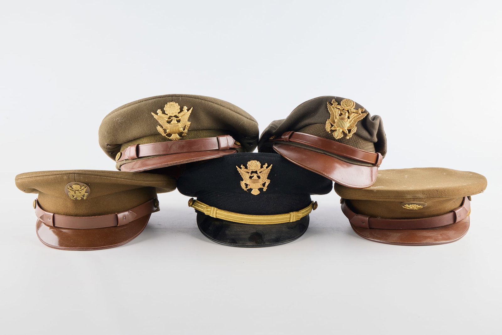 5 WWII US Army Air Force Officer's Uniform Caps (1 of 2)
