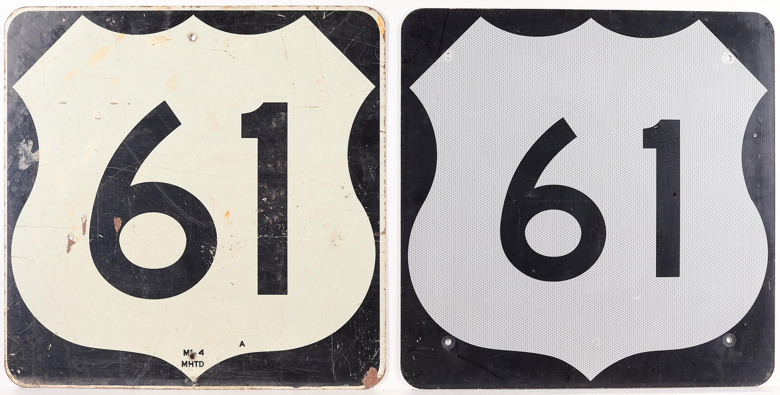 2 Vtg Highway 61 MN Federal Metal Road Marker Signs (1 of 4)