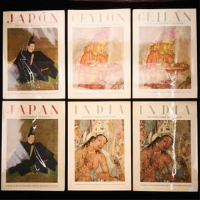 Group of 6 Japan, India & Ceylon Painting books