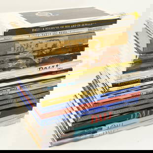 Group Salvador Dali Books: Lot of books related to Salvador Dali. Books may include information about Dali, his work, illustrations by Dali, and more.15" x 12" x 10"