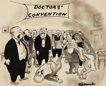 Clyde Lamb "Doctors' Convention" Comic Drawing