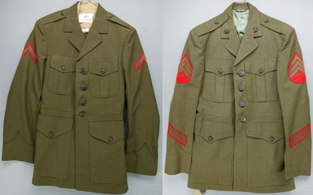 Two U.S. Marines Dress Green Uniforms