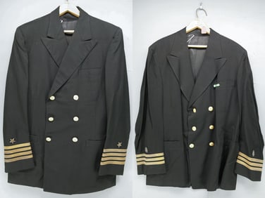 2 U.S. Navy Double Breasted Black Officer's Coats