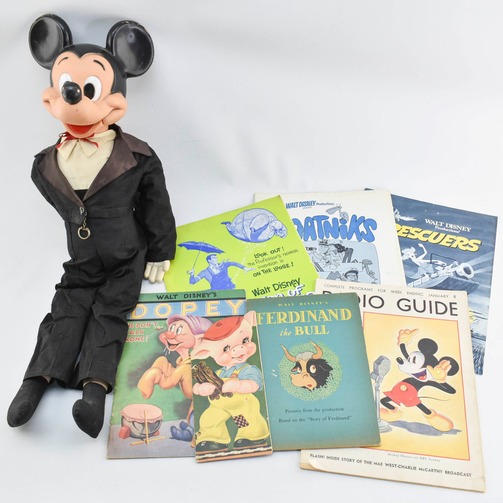 Disney Items - Mickey Mouse Ventriloquist Doll, Press Books, Misc. (1 of 20)