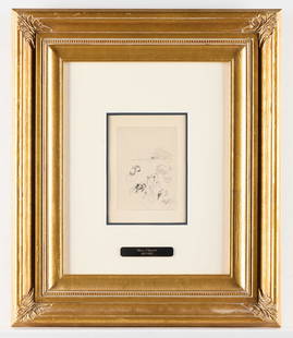 Marc Chagall Etching Recit Orne de Cino Gravures Hors texte de Marc Chagall: Etching on paper depicting an abstract scene of chaos by Marc Chagall. From Recit Orne de Cino Gravures Hors texte de Marc Chagall. Unsigned. Name plate below print. COA adhered to verso.20 1/2"H x 17