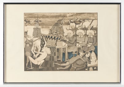 Warrington Colescott "Your Friends at the IRS" Artist Proof Etching