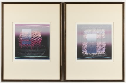 Pair Abstract S/N Serigraphs, Signed Quinn