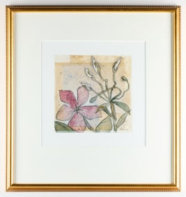 Floral Mixed Media Artwork Signed Henri